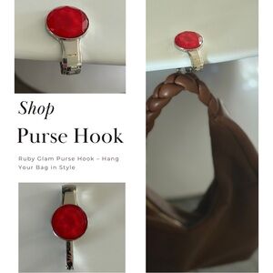 Purse Jewelry “Jus Cuz” Purse Hanger Hook – Red Jewel – New in Package